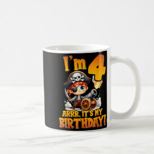 Piraat vierde verjaardag Ik ben 4 Arrr Het is mijn Koffiemok