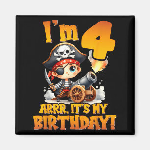Piraat vierde verjaardag Ik ben 4 Arrr Het is mijn Magneet