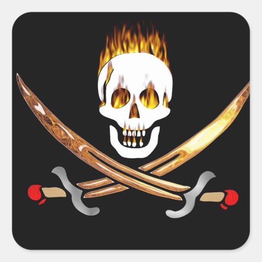 piraat vierkante sticker (Voorkant)