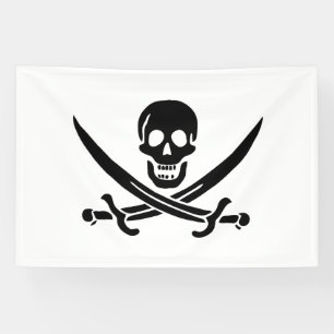Piraat Vlag Schedel Gekruiste Zwaarden Spandoek