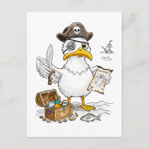 Piraat Vogel Schatzoeken Stripverhaal Briefkaart
