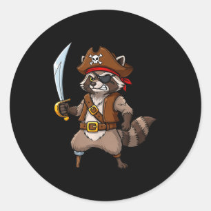 Piraat Wasbeer Grappige Halloween Kostuum Voor Man Ronde Sticker