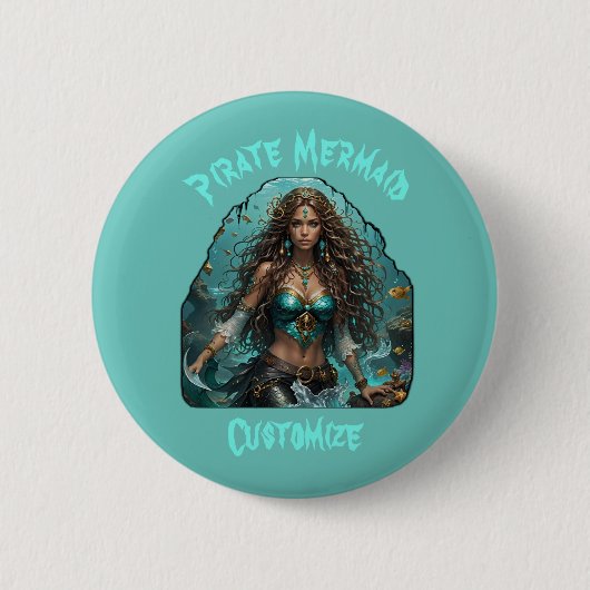 Piraat Zeemeermin Lady Thunder_Cove Ronde Button 5,7 Cm (Voorkant)