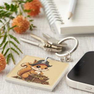 Piraateekhoorn met eikel schat Grappig Schattig Ki Sleutelhanger