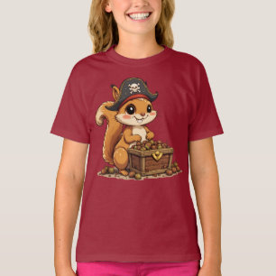 Piraateekhoorn met eikel schat Grappig Schattig Ki T-shirt