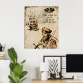 piraatkapitein en -schip poster (Thuiskantoor)
