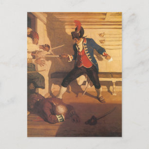  piraatkapitein, zwaardgevecht door NC Wyeth Briefkaart