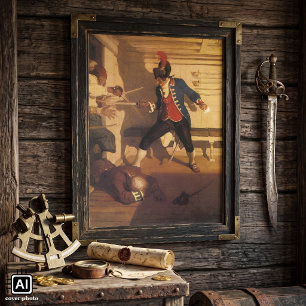  piraatkapitein, zwaardgevecht door NC Wyeth Poster