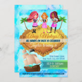 Piraatmeisjes verjaardagsuitnodigingen kaart (Voorkant / Achterkant)