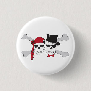 piraatschedels en kruisgraten ronde button 3,2 cm