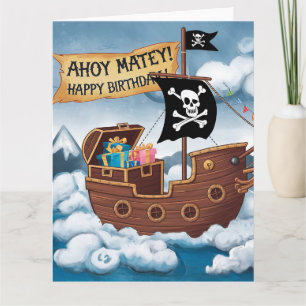 Piraatsschip Verjaardagskaart - Ahoy Matey! Kaart
