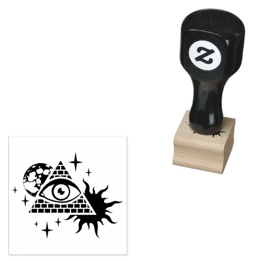 Piramide en het oog 	rubberstempel (Gestempeld)
