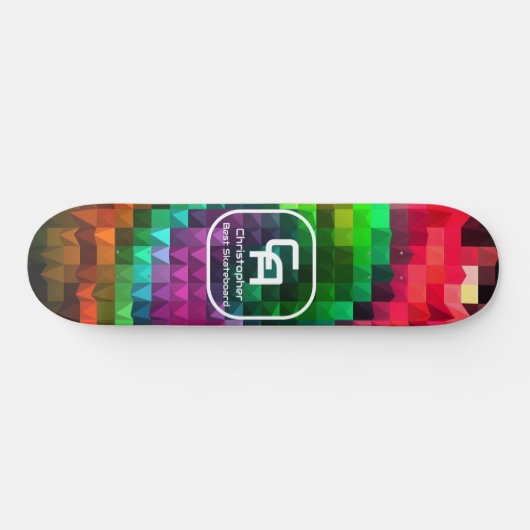 Piramide fractaal monogram veelkleurig skateboard (Horizontaal)