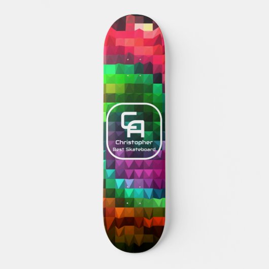 Piramide fractaal monogram veelkleurig skateboard (Voorkant)