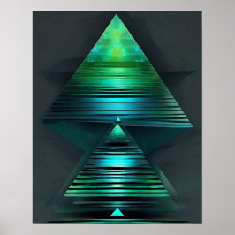 PIRAMIDE GROEN BLAUWGROEN LICHT KUNST POSTER