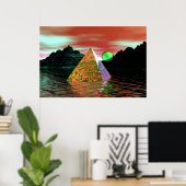 piramide in water met groene zon poster (Thuiskantoor)