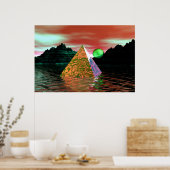 piramide in water met groene zon poster (Keuken)