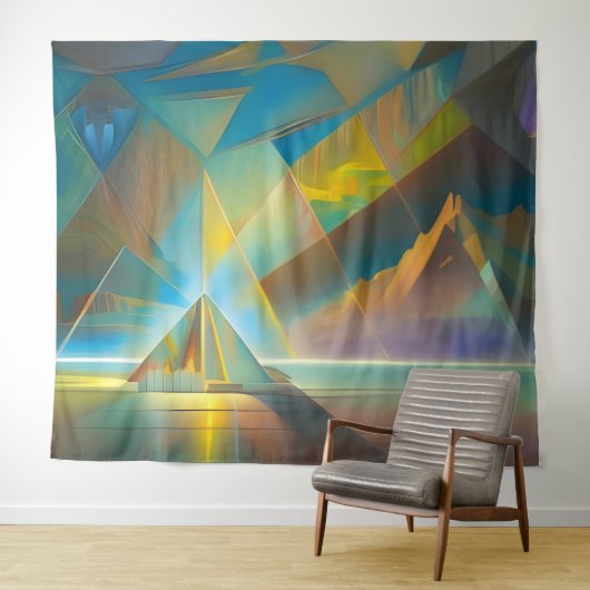 Piramide Landschap Geometrisch Abstract Ontwerp Wandkleed (In Situ (horizontaal))