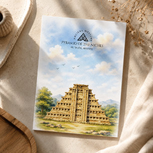 Piramide van de Nissen in El Tajín, Mexico Reize Feestdagenkaart