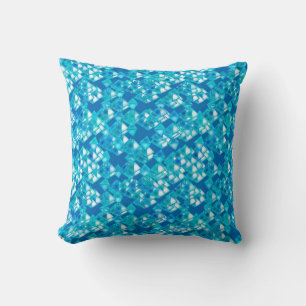 Piramidekristallen, turquoise en blauw kussen