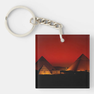 Piramides bij rode zonsondergang sleutelhanger