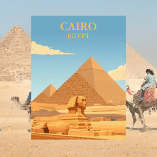 Piramides en Sfinx Caïro Egypte Vintage Reis Briefkaart