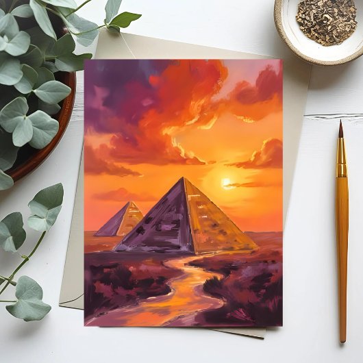 Piramides van Egypte Sunset Travel Briefkaart