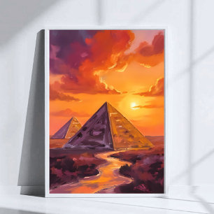 Piramides van Egypte Zonsondergang Reis Kunst Poster