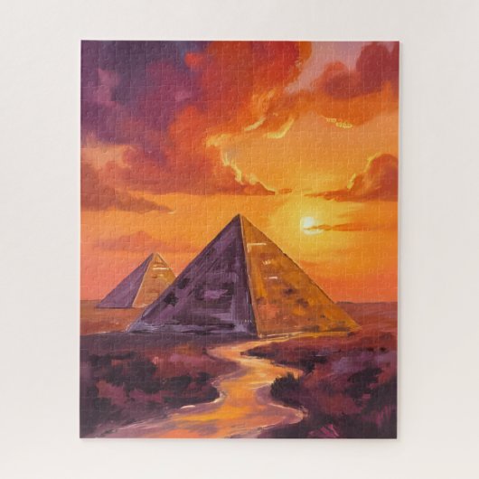 Piramides van Egypte Zonsondergang Reizen Legpuzzel (Verticaal)
