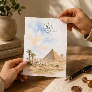 Piramides van Giza, Egypte Aquarel Souvenir Briefkaart