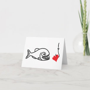 Piranha bijt hart op haak tegen Valentijnsdag Feestdagen Kaart