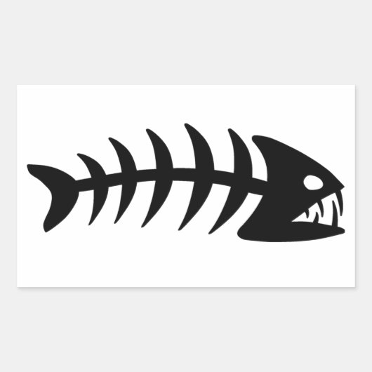Piranha Fish Bone Rechthoekige Sticker (Voorkant)