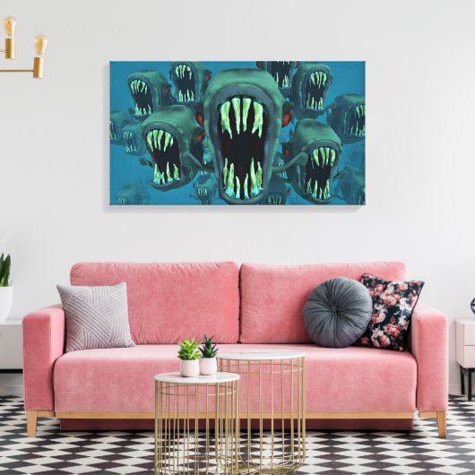 Piranhas Canvas Afdruk (Insitu (Woonkamer))