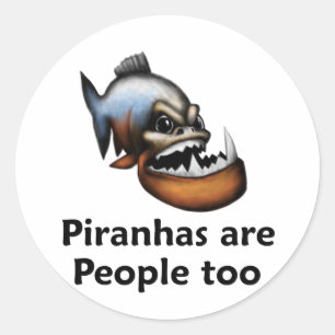 Piranhas zijn ook mensen ronde sticker
