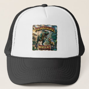 Piranhasaurus Wrecks Illustratie – Grappig Schrikb Trucker Pet