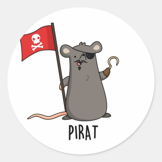 Pirat Funny Pirate Rat Pun Ronde Sticker (Voorkant)