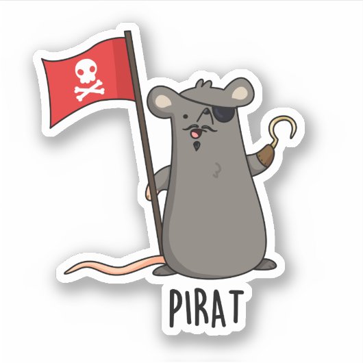 Pirat Funny Pirate Rat Pun Sticker (Voorkant)