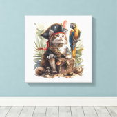 Pirat Kat Schat Canvas Afdruk (Insitu (Houten vloer))