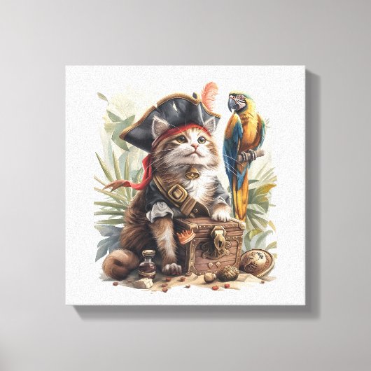 Pirat Kat Schat Canvas Afdruk (Voorkant)