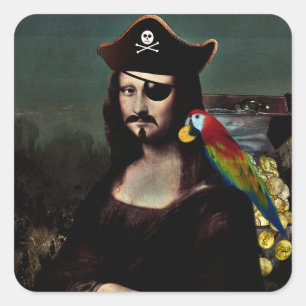 Pirat Mona Lisa met ooglapje Vierkante Sticker