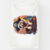 Pirat Poodle Plundering Spandoek (Verticaal)