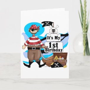 Pirate 1e verjaardag T-shirts en geschenken Kaart