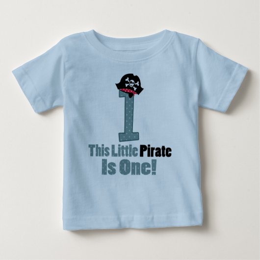 Pirate 1st First Birthday Baby Tee Shirt (Voorkant)