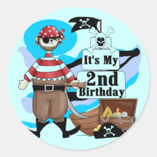 Pirate 2e Verjaardag T-shirts en geschenken Ronde Sticker