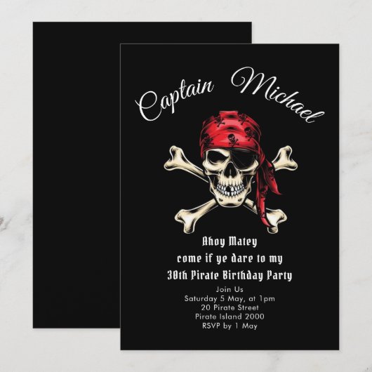 Pirate 30th Birthday Party Invitation Kaart (Voorkant / Achterkant)