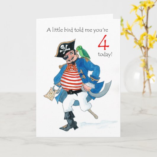 Pirate 4e carte d'anniversaire (Fleur jaune)