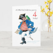 Pirate 4e verjaardag card kaart (Gele Bloem)