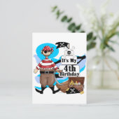 Pirate 4e Verjaardag Tshirts en geschenken Briefkaart (Staand voorkant)