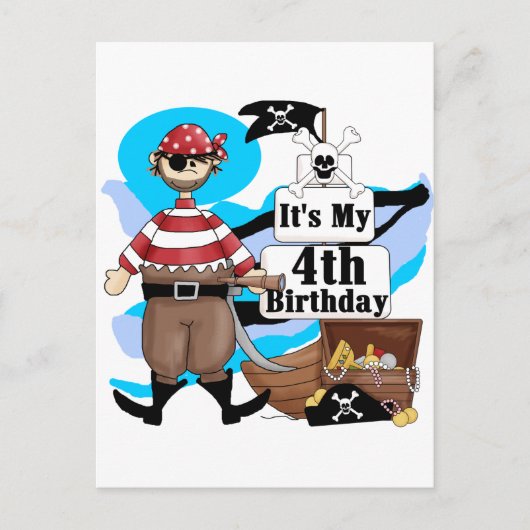 Pirate 4e Verjaardag Tshirts en geschenken Briefkaart (Voorkant)