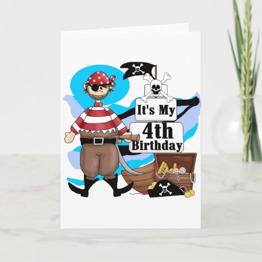 Pirate 4th Birthday Tshirts en Gifts Kaart (Voorkant)